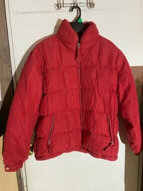 Nuage Duvet Down Puffer Coat Womens Large Red Quilted Winter Jacket Warm